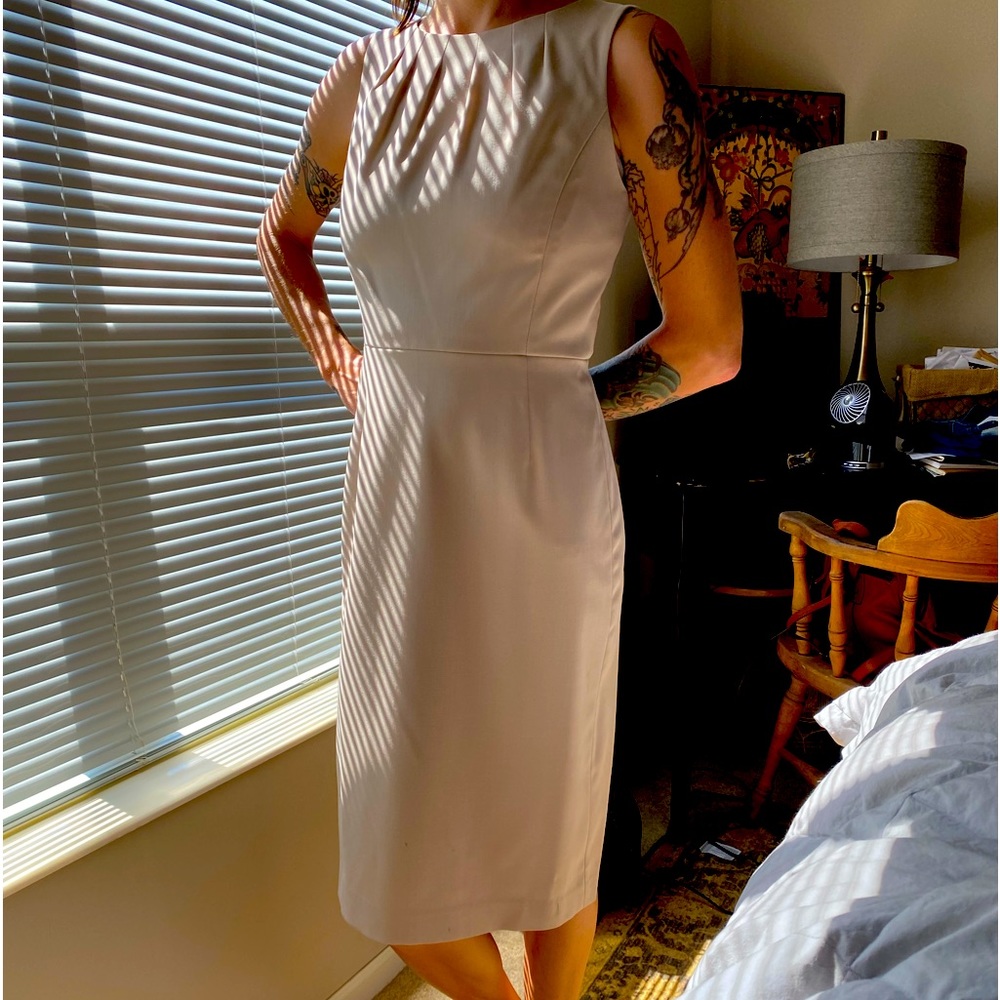 Banana Republic sheath dress- incredible fit size 2 light cream color.